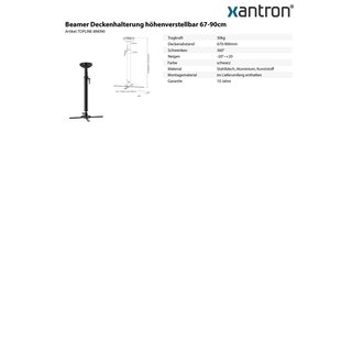 Beamer Deckenhalterung hhenverstellbar 67-90cm, Xantron TOPLINE-BM090